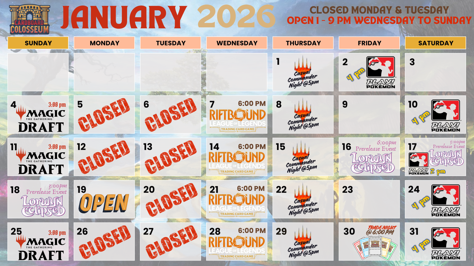 Upcoming events banner